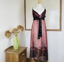 Beautiful Leopard Print Flow Dress. Line Ribbon Round The Chest. Summer!