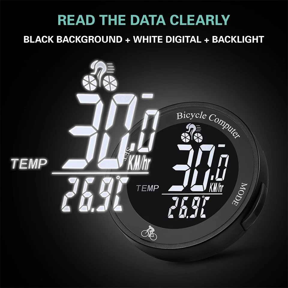Kabellos Funk Fahrradcomputer LCD Fahrrad Tachometer Radfahren Kilometerzähler - Bild 3 von 4