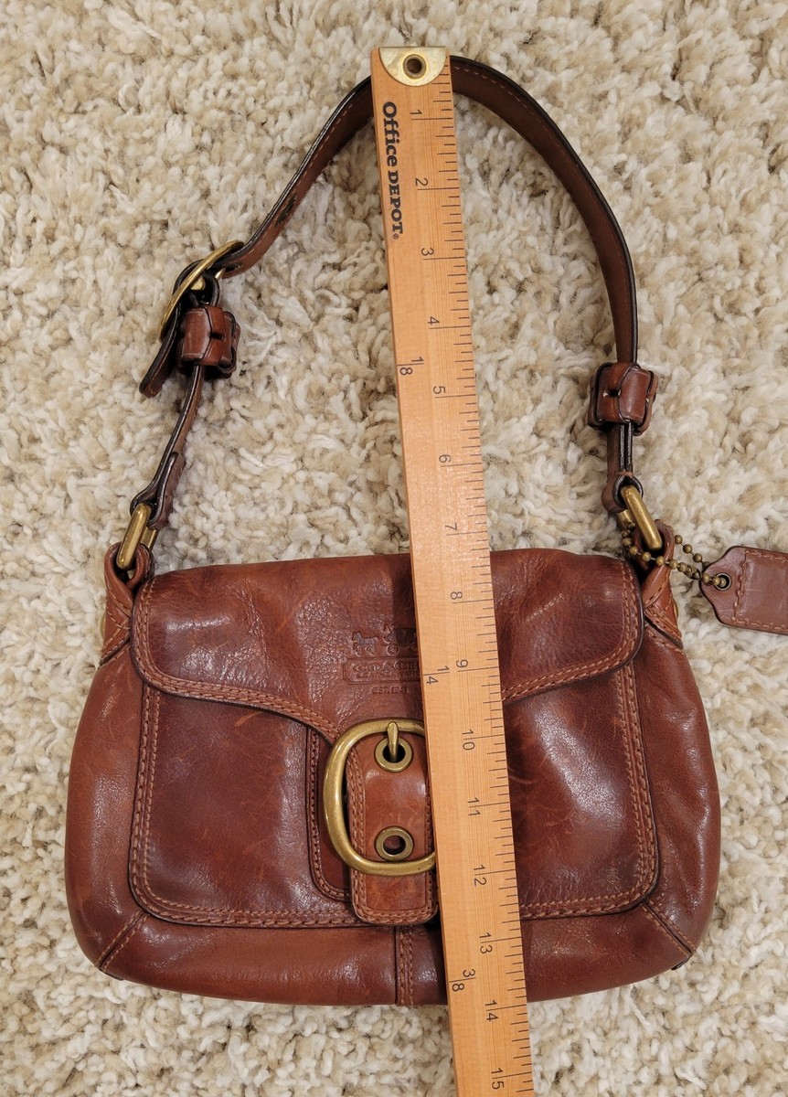 Coach Small Vintage Bleeker Legacy Cognac Tattersall Flap Shoulder