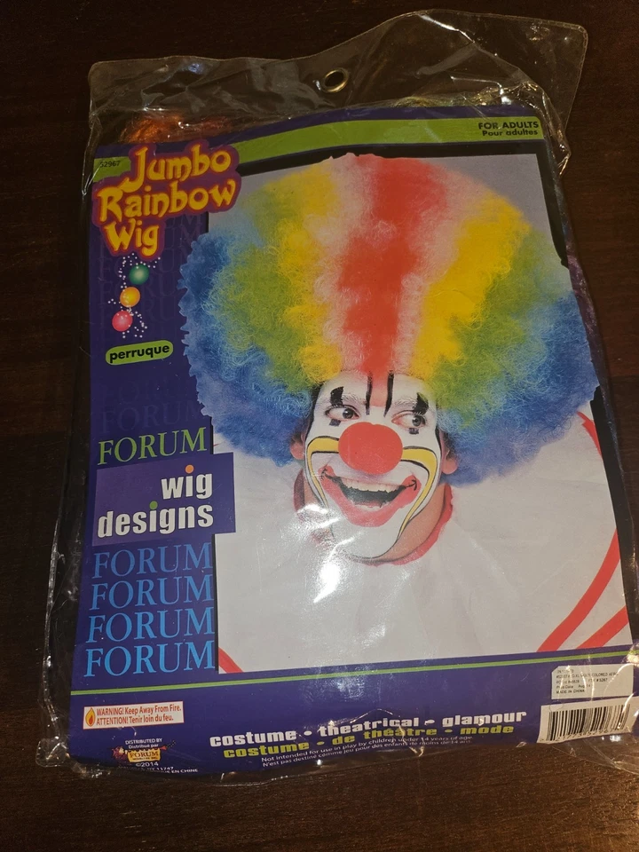 Peluca payaso arco iris jumbo disfraz payaso de Halloween Foto 2 de 3