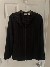 Chicos Design Jacket Gorgeous Black beautiful Zip Front Jacket Blouse Sz 1