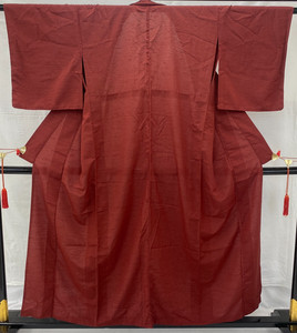 Japanese Vintage Kimono Silk Red No Lining Traditional Authentic Length 60 in