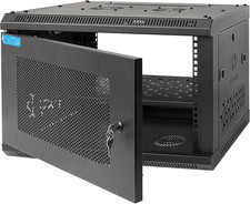 6U Wall Mount Server Cabinet with a Lockable Front Vented Door, Cooling Fans, Re