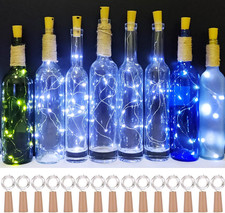 Wine Bottle Lights with Cork 15Pack 10 LED 40 Inches Battery Operated Silver Wir