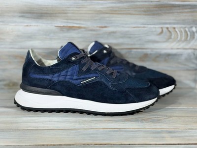 FLORIS VAN BOMMEL Noppi Night Blue Men's Suede Sneakers Luxury Brand