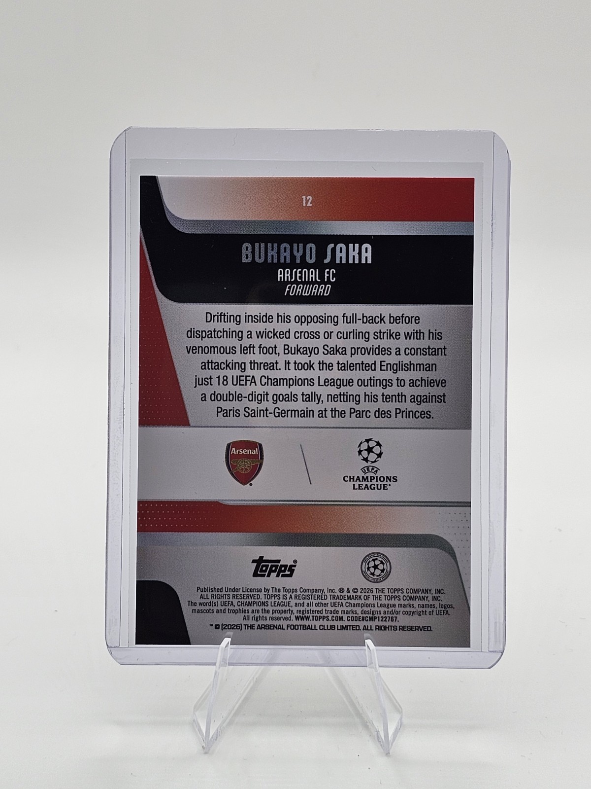 Bukayo Saka 2025-26 Topps UCC Purple Mini-Diamond Base /250 #12 view 2