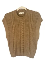 Grade And Gather Brown sleeveless cableknit women’s sweater LARGE