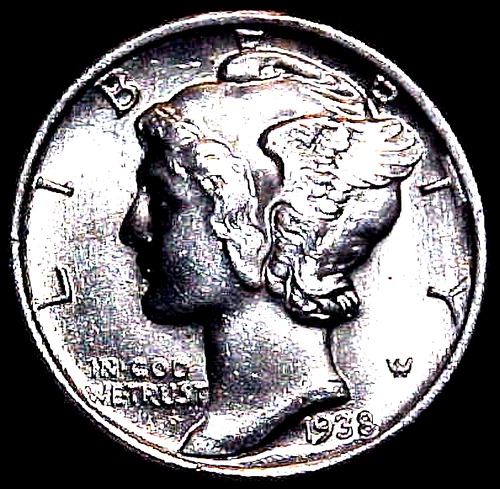 1938-S MERCURY DIME.....GEM BU.....FREE SHIPPING!.....MIN. BID .01 & NO RESERVE!