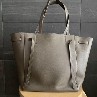 CELINE Cabas Phantom Small Taupe Leather Tote Bag Authentic