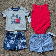 Infant Boys Carter's Summer Outfit Lot Red Blue 12 Months NWT
