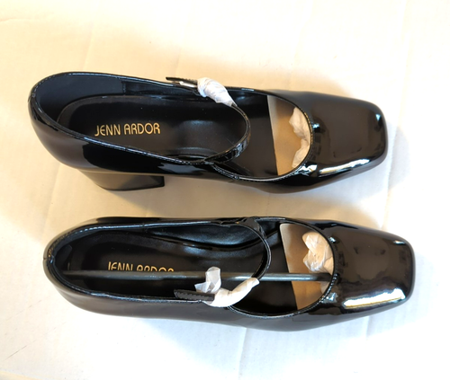 New Mary Jane Black Pumps Women 9M Square Toe Block Heels Timeless Career Trendy - Picture 2 of 6