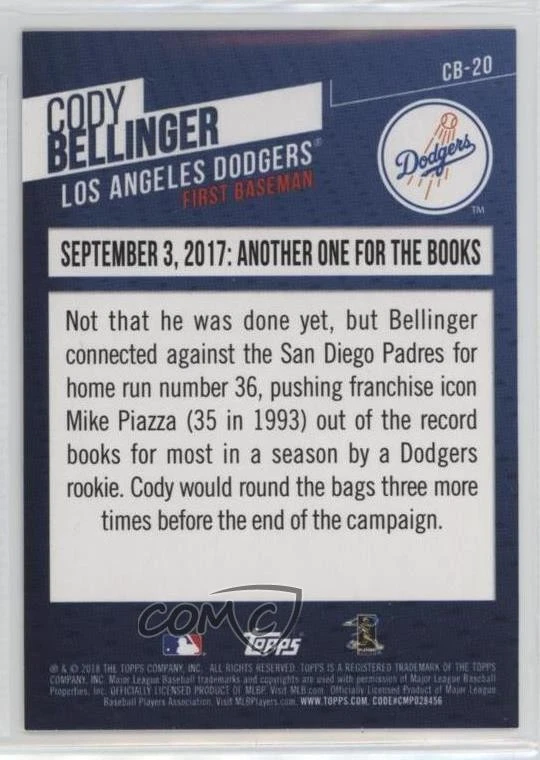 2018 Topps Cody Bellinger Highlights Target Blue Cody Bellinger #CB-20 - Image 2 of 2