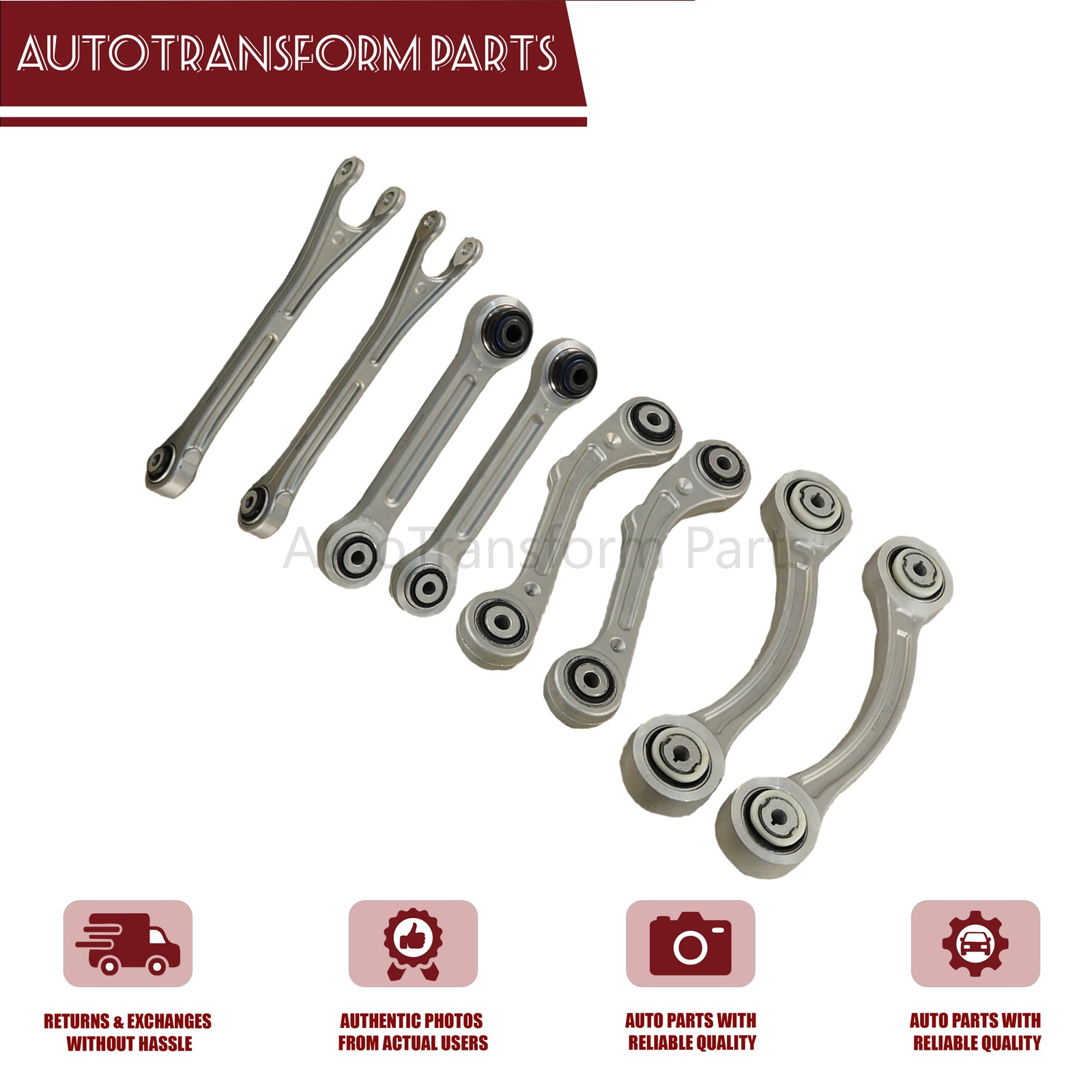 NEW 8PCS Rear Suspension Control Arm Set Fits Maserati Ghibli Quattroporte 14-16