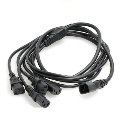 IEC C14 Male to 4X C13 Female Socket Y Splitter Extension Cord 10A 250V for P...