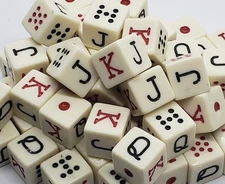 Lot 25 Spanish Poker Dice Ivory Tone 16mm Clearance