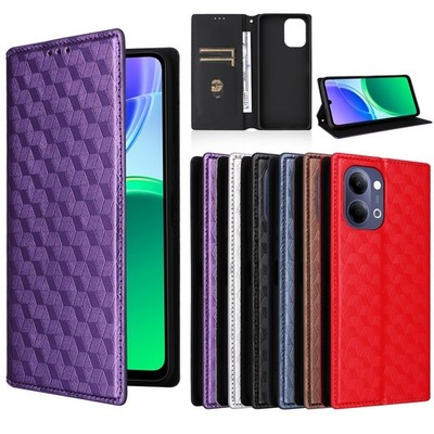 For ViVO Y11D 4G, Fashion Grid Wallet Flip Leather Stand Card Slots Cover Case