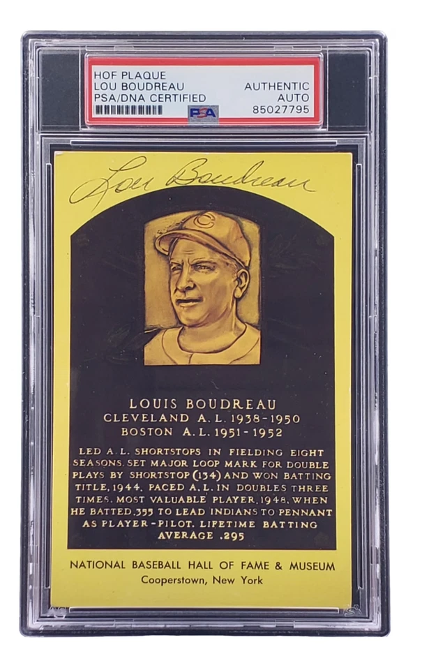 Lou Boudreau Signed 4x6 Cleveland HOF Plaque Card PSA/DNA 85027795 - Image 4 of 4