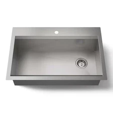 KOHLER Lassen 33" Drop-in or Undermount Single Bowl Stainless Steel Kitchen Sink