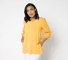 LOGO by Lori Goldstein Women's Top Plus Sz 1X Cotton Modal & Orange A652626