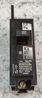 SIEMENS/ITE/BREAKER /BQ1B020/20A/1P/120/240V/BOLT ON/TYPE  BQ/NEW(13D3UP