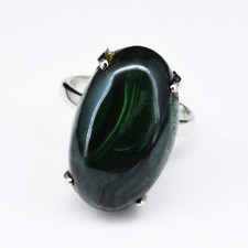 925 Sterling Silver 15 Cts Natural Green Malachite Ring Us Size 7 ,8.33 GM
