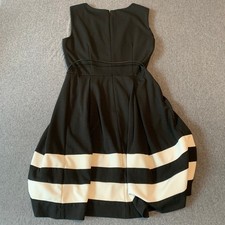 Calvin Klein Black Fit & Flare Dress White Stripe Hem Sleeveless Women’s Size 6