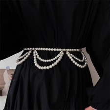 Adjustable Pearls Chain Belt Lightweight Jewelry For Women s Wardrobe Essential
