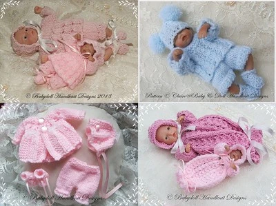 BABYDOLL HANDKNIT DESIGNS *FOUR* KNITTING PATTERNS 4-7" DOLLS OR OOAK SCULPTS