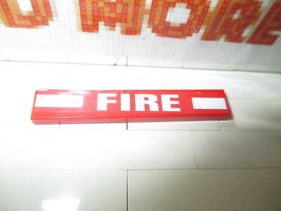 LEGO 1x Tile Decorated 1x6 2 White Rectangles FIRE Pattern 7213 6636pb053