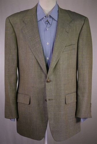 Southwick for Paul Simon Blue/Gold Herringbone Silk 2-Btn Sportcoat Blazer 42R - Picture 2 of 8