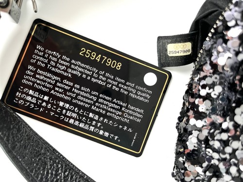 CHANEL Sequin Glazed Calfskin Black Silver 2018 Waist Fanny Bum Bag - Picture 14 of 14