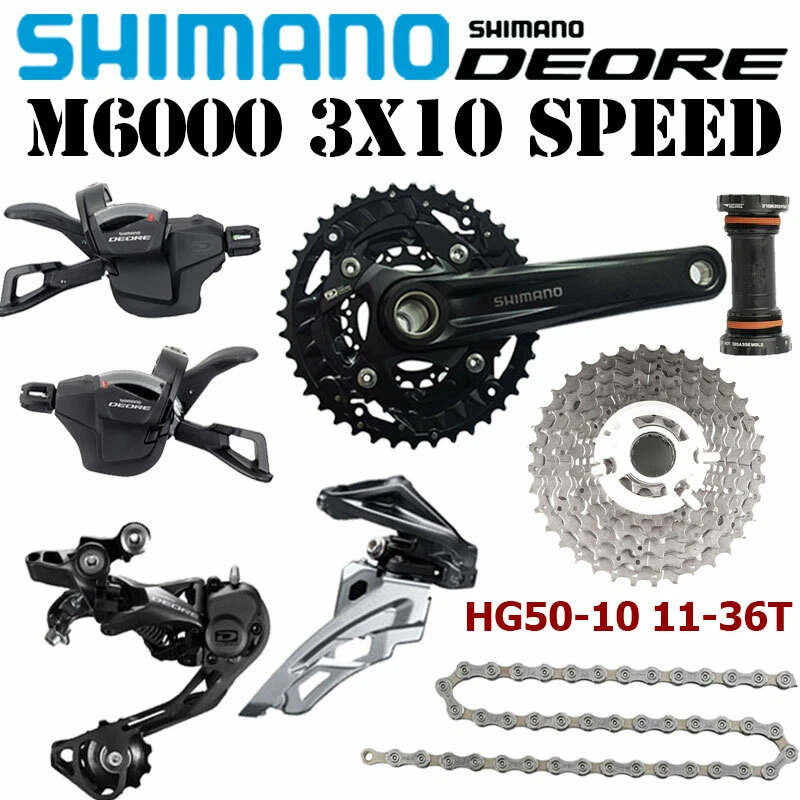 Shimano Deore M6000 3x10 Speed MTB Groupset MT500 Crankset HG54 Chain Cassette - Image 2 of 4