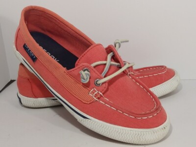 Women's Pink Top-Sider Sperry Size M Textile Upper Rubber Sole Boat Shoes 