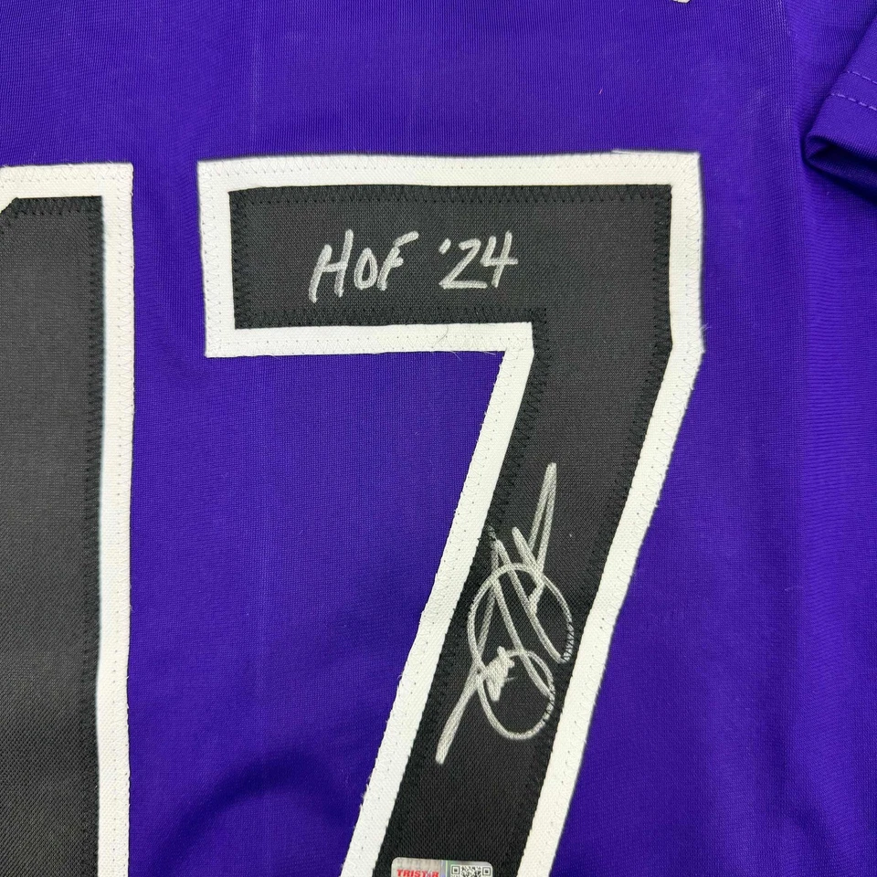 Camiseta deportiva enmarcada autografiada/firmada Todd Helton HOF 24 35x39 púrpura Tristar certificado de autenticidad Foto 2 de 2