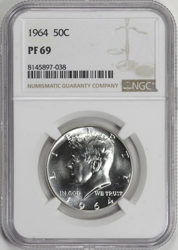 1964 Proof Silver Kennedy Half Dollar 50c NGC PF69, Choice [14F12]