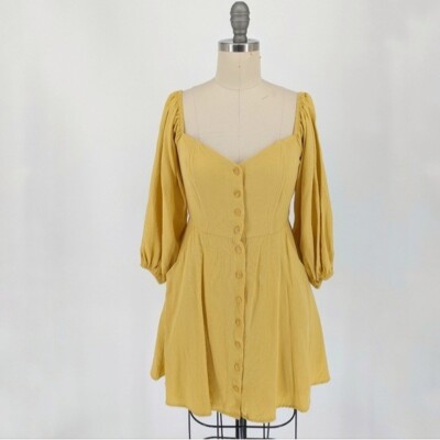 white christmas dresses Lucia Yellow Ruffled Knit Mini Dress main image 0