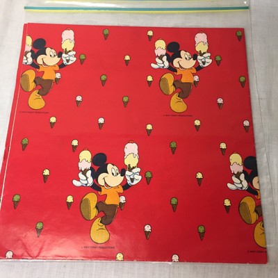 New Vintage Walt Disney Gift Wrap Wrapping Paper 2 Sheets Mickey Mouse Ice Cream | Ebay