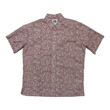 Hilo Hattie Hawaiian Shirt Men's Vintage L Short Sleeve Button Up Red Floral EUC