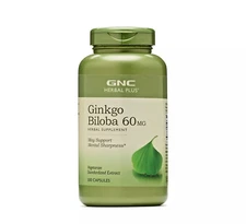 GNC HERBAL PLUS Ginkgo Biloba - 60 mg - Mental Sharpness - 100 Ct. - NEW 11/25