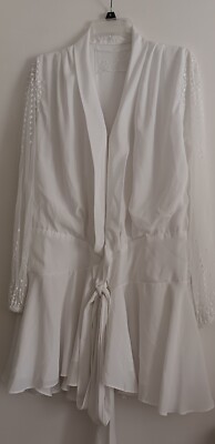 Bride Get Ready Robe White Unique Sexy Long Sleeve Lace Pearl Button One Size 