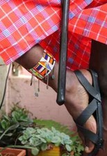 Maasai Kenya Clothing Masai Shuka, Akala Sandals, Maasai Ebony Rungu Men's Br