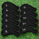Golf Iron Head Covers Zippered 11pc Set 3-LW For LEFT & RIGHT Handed Clubs BLACK