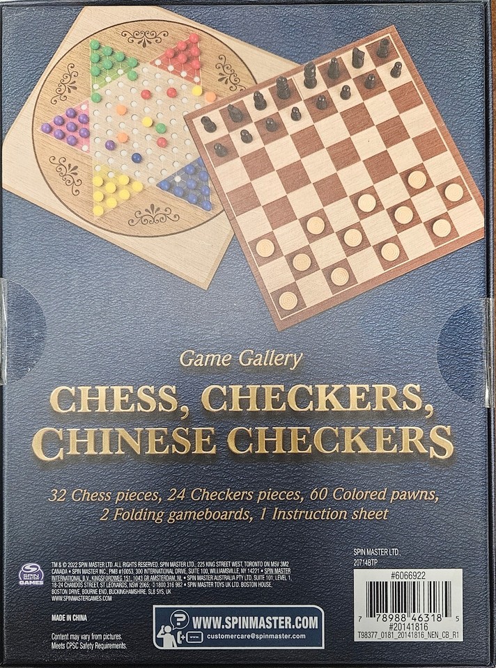 Game Gallery Chess Checkers and Chinese Checkers Board Game Set ...