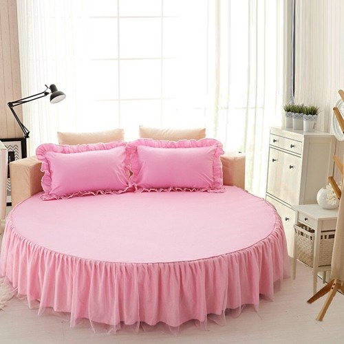 Round Fitted Sheet Cotton Quilted Bedspread Non-slip Mattress Cover Bed Skirts - Picture 22 of 37