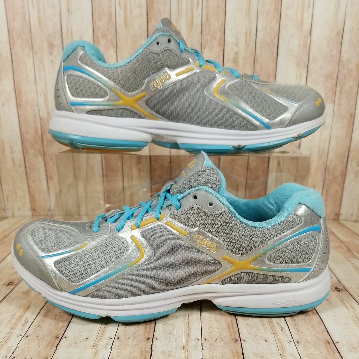 S-01 ホワイト/ネイビー Ryka Womens Devotion Re-zorb Walking Shoes Sz 8W Gray Aqua Orange