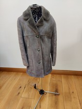Vintage 1980 Ladies Lakeland Sheepskin Coat. Pale Grey. Size 10 Uk. 