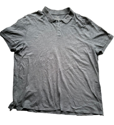 Vince Mens Classic Polo Shirt Blue Short Sleeve Slub Peru Cotton Collared  2XL