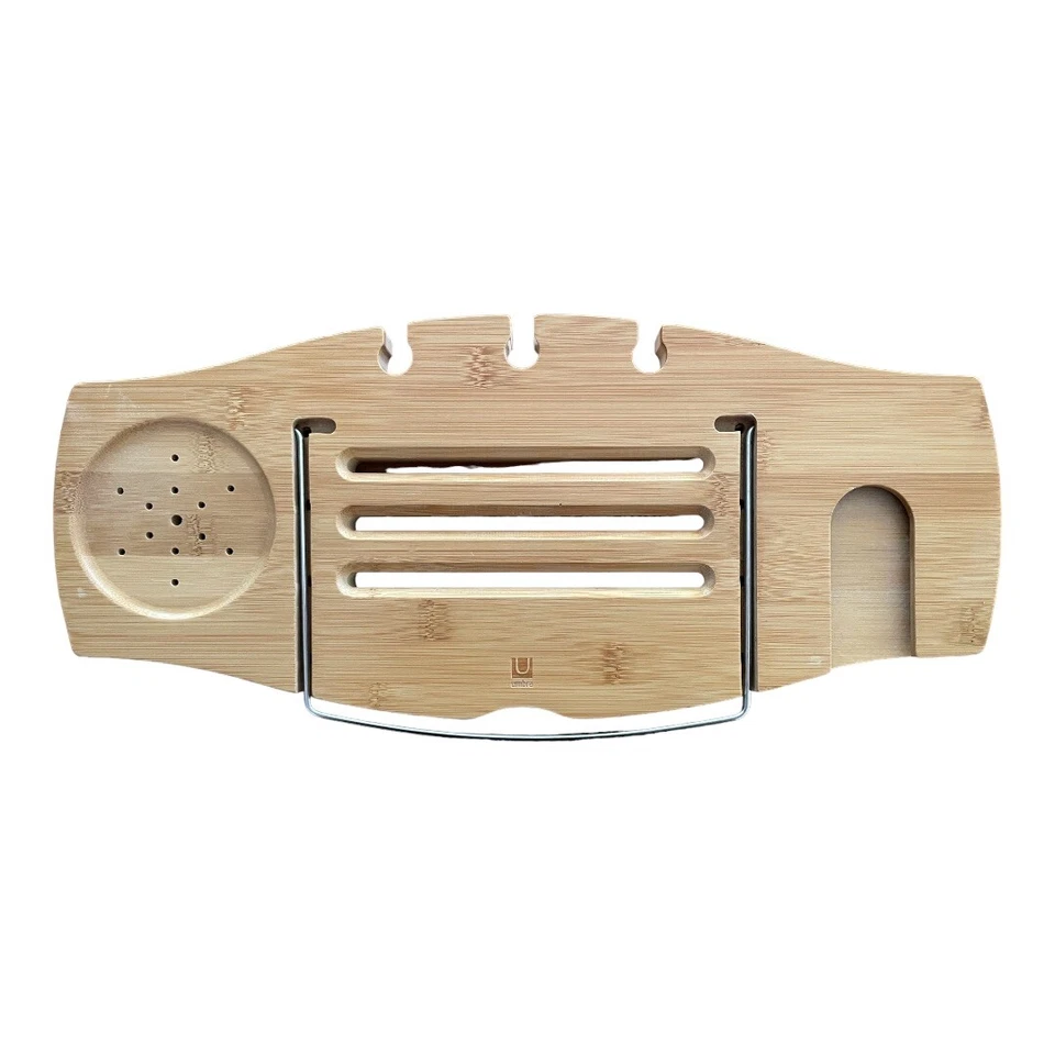 Luxury Wood Bathtub Caddy Bathtub Tray,Book,Glass,Candle, Soap,Wash Cloth, Sham - Image 4 of 4