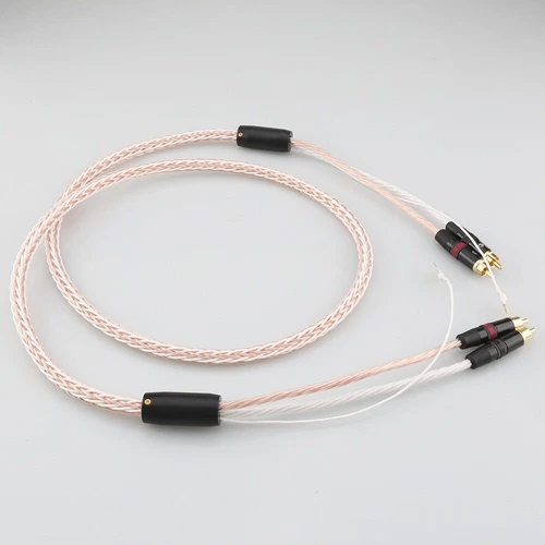 8TC 7N OCC Pure Copper Audio Phono RCA Cable with Ground Cord RCA to RCA Plugs - Picture 1 of 6