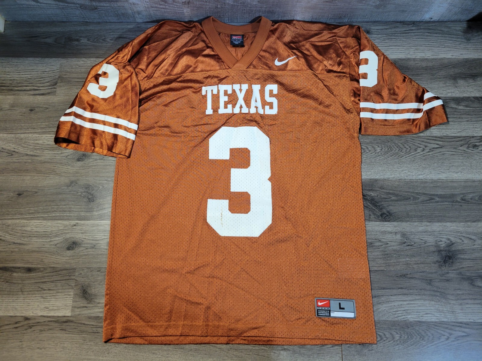 Vintage Nike Texas Longhorns Men's L Jersey #3 Burnt Orange 90s NCAA Football